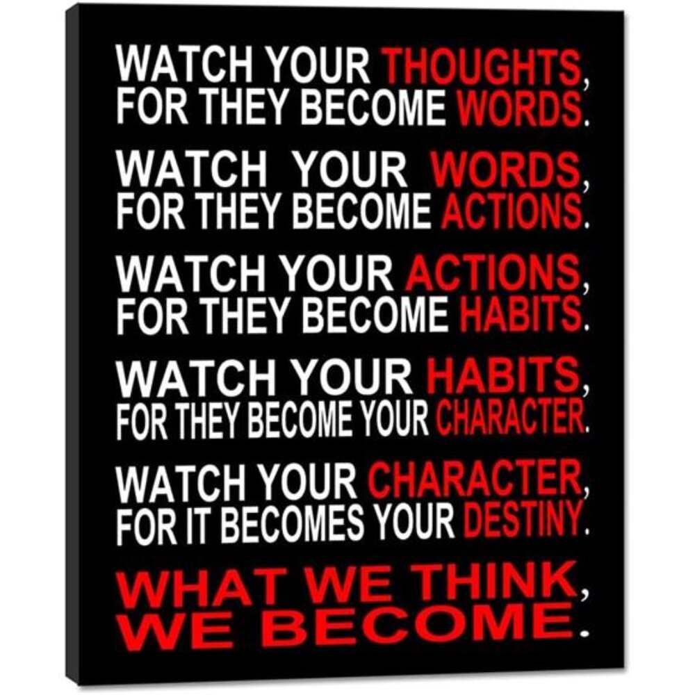 Watch Your Thoughts Motivational Classroom Poster Modern Canvas Prints Wall Art